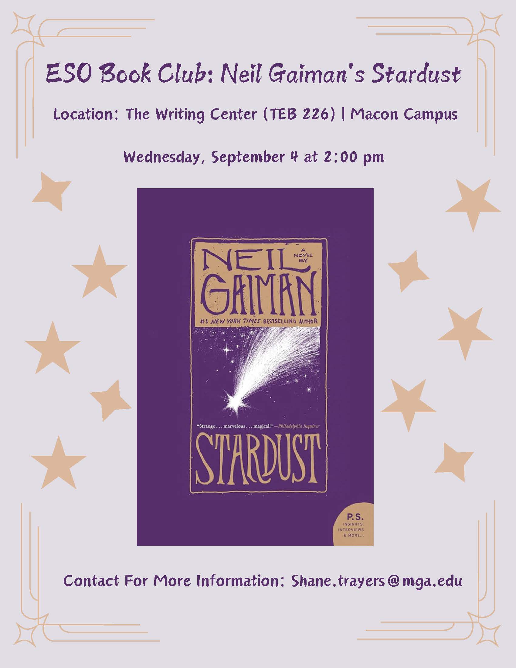 ESO Book Club: Neil Gaiman's Stardust flyer.